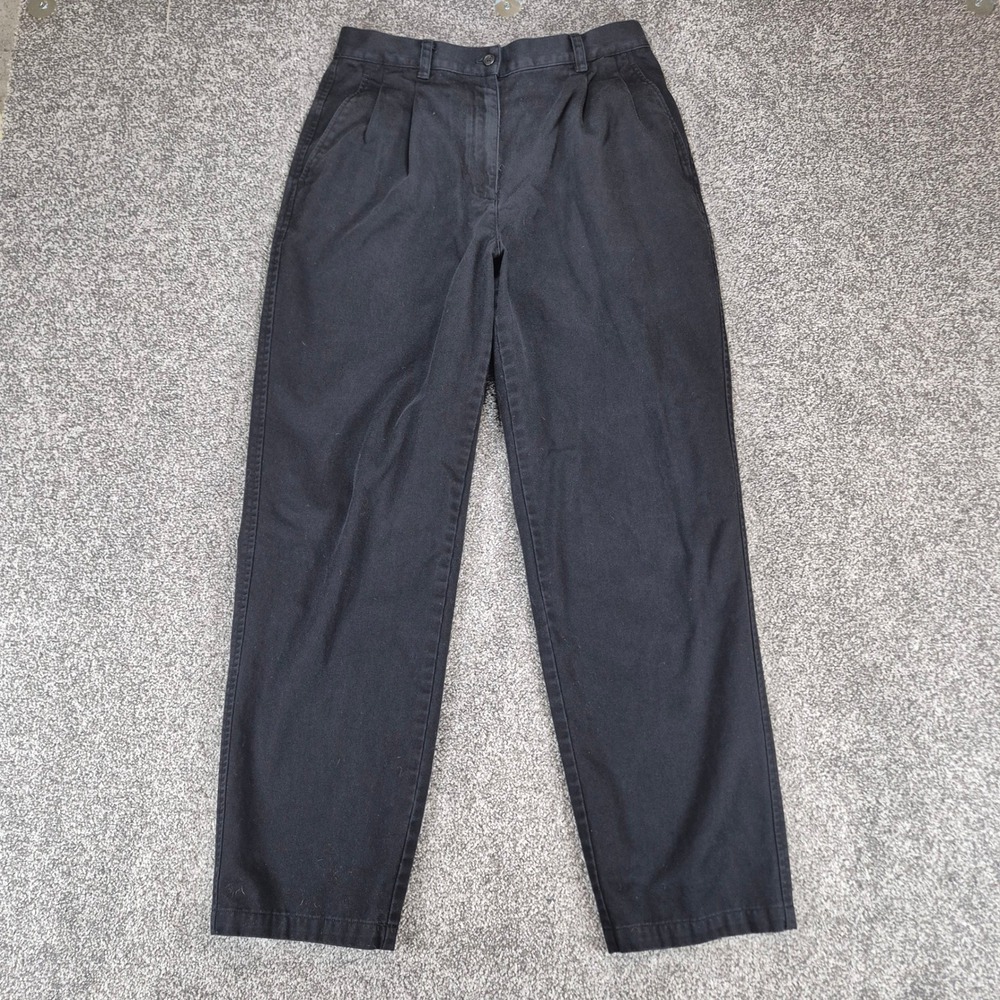 Lauren Ralph Lauren Pants Womens 10 (29x29) Black Pleated High Rise Cotton Chino